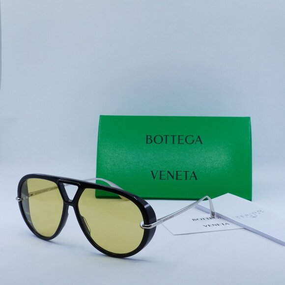 Bottega Veneta BV1274S 002 Sunglasses Black Aviator Frame, Mustard Lenses main image 11